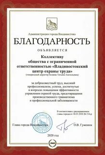 Благодарность за профессионализм в работе