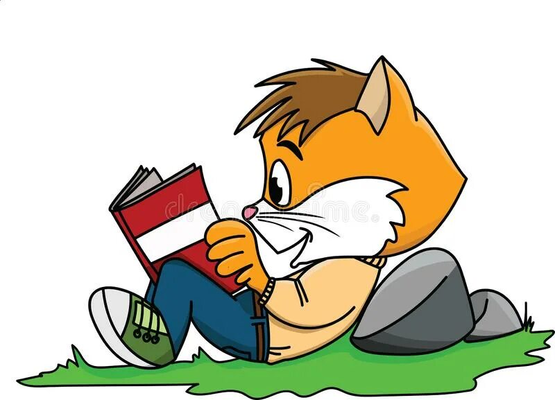 Cartoon cat reader
