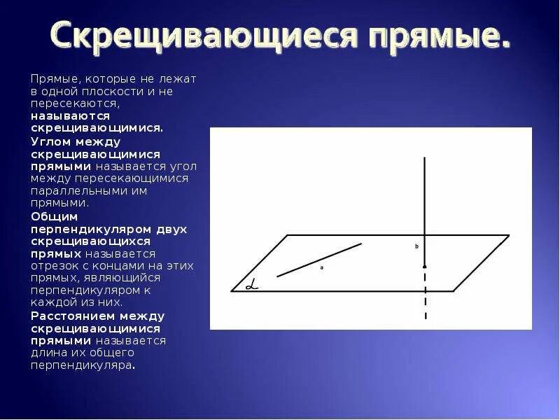 Две прямые в пространстве называются скрещивающимися если они. Прямые которые лежат в одной плоскости и не пересекаются называются. Скрещивающиеся прямые в пространстве. Суркщивающие плоскости.