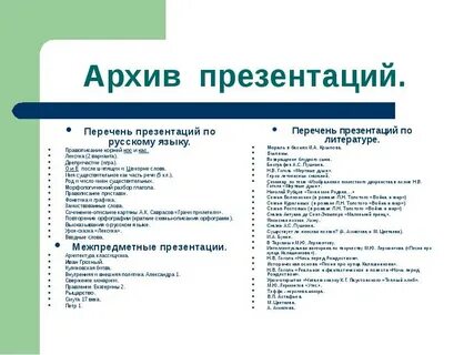 Использование списков в презентации