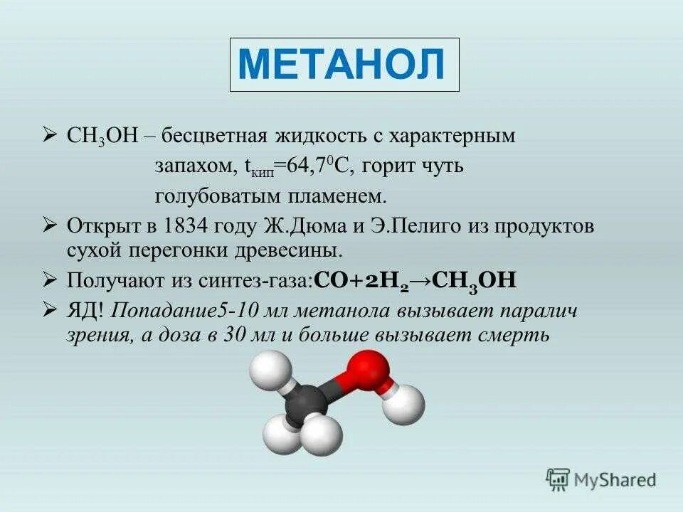 Метанол это газ