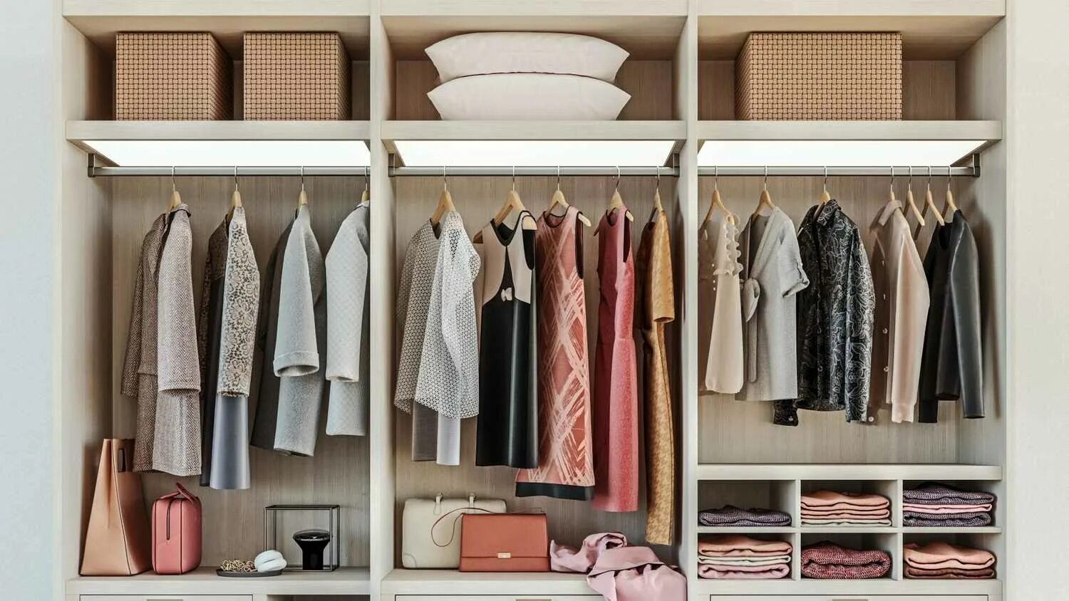 Next to the wardrobe
