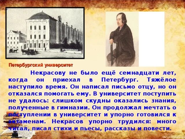 Некрасов учеба в Петербурге. Некрасов Петербургский университет 1838.