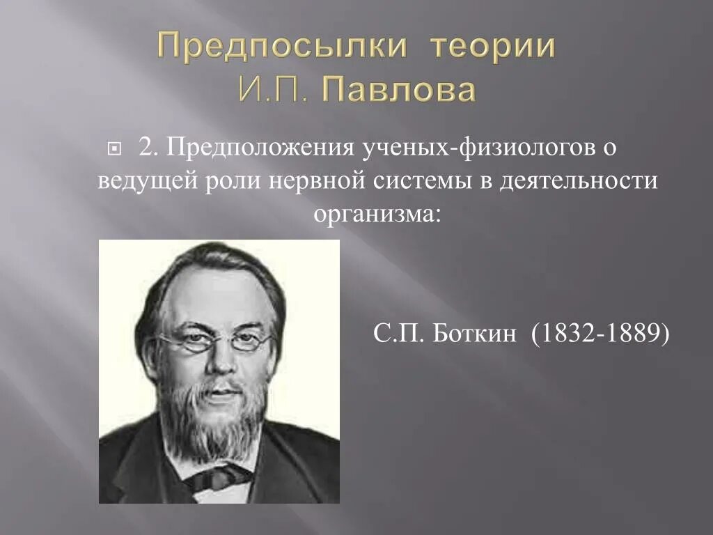 Теория и п павлова. Сеченов Боткин Павлов. Нервизм (Декарт, и.м. Сеченов, с.п. Боткин, и.п. Павлов).. Теория Павлова и теория Сеченова.