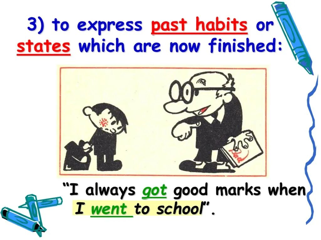 I get good marks. Past Habits. Past Habits правило. Past simple Habits. Past Habits or State.