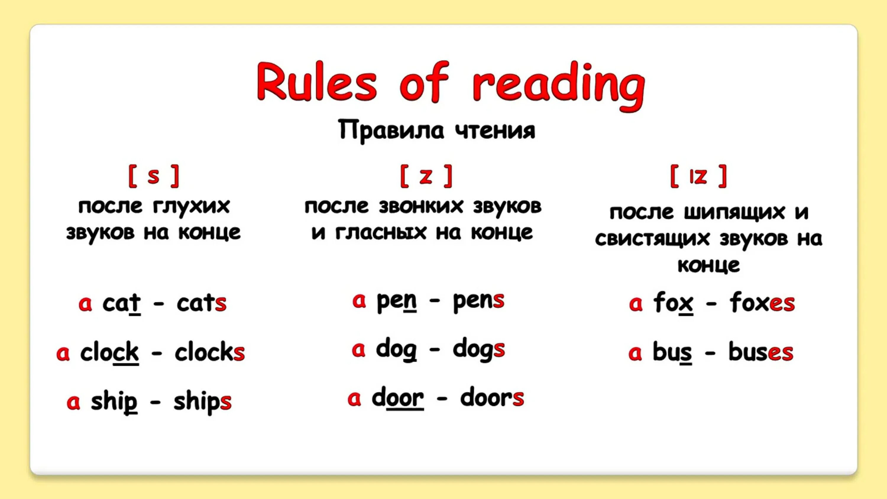 Plurals множественное число