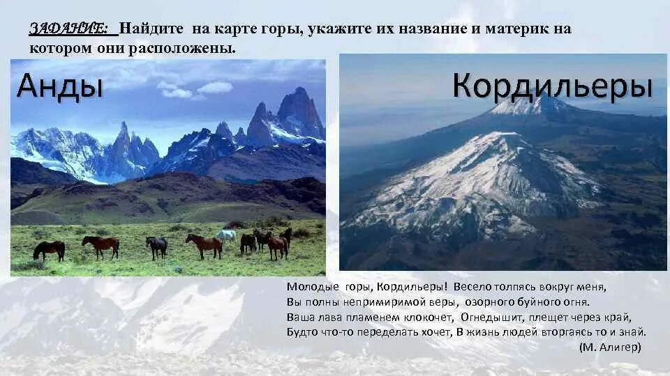 Горы и их названия. Молодые горы. Молодые горы России. На западе материка расположены высокие молодые горы..