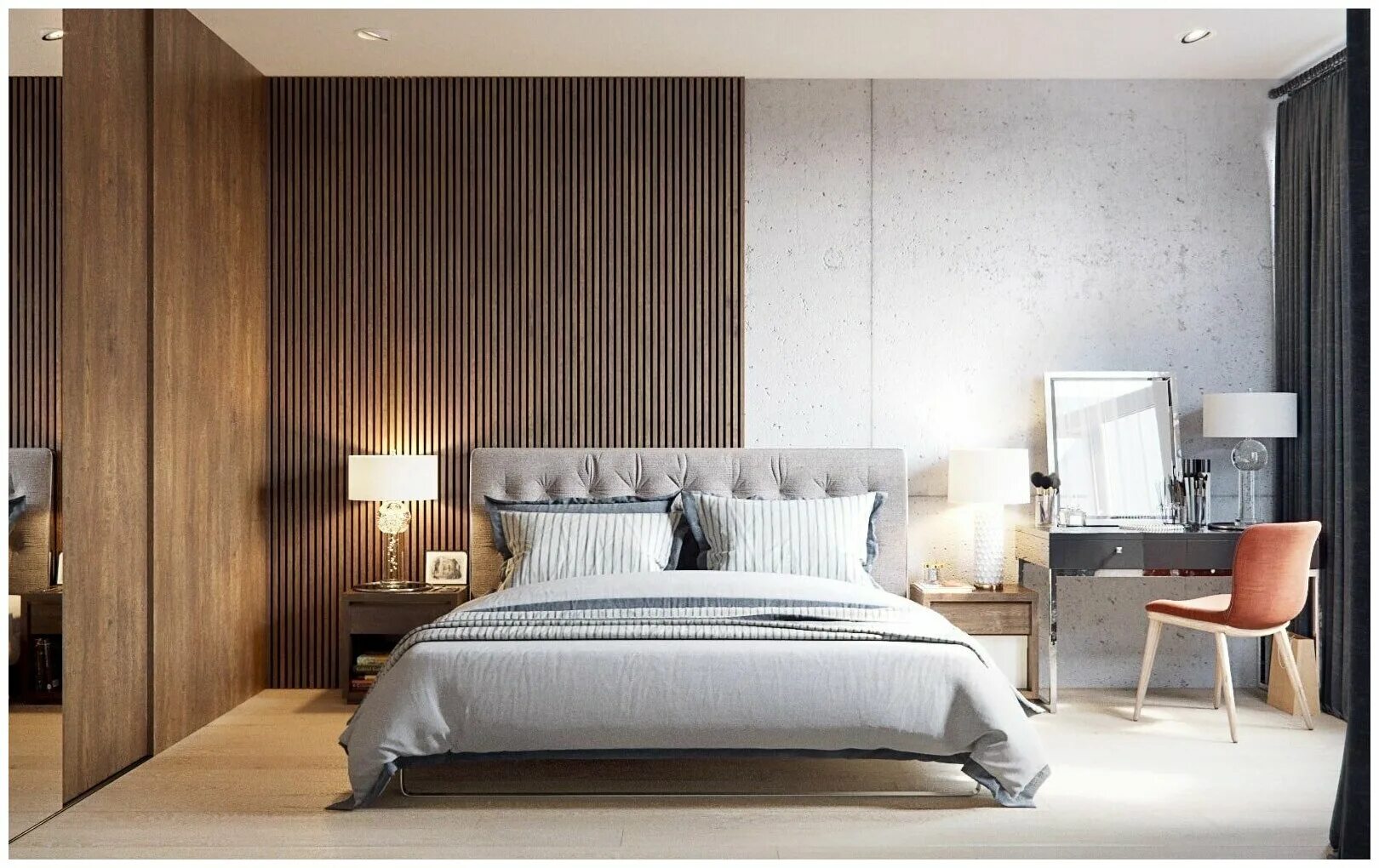 спальня в стиле эко минимализм. реечная перегородка sofia. декоративная штукатурка рейки. декоративная штукатурка рейки. декоративная штукатурка рейки.