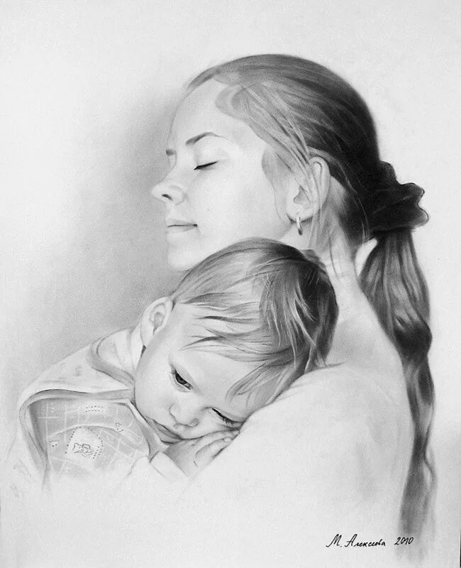Мать с ребенком рисунок