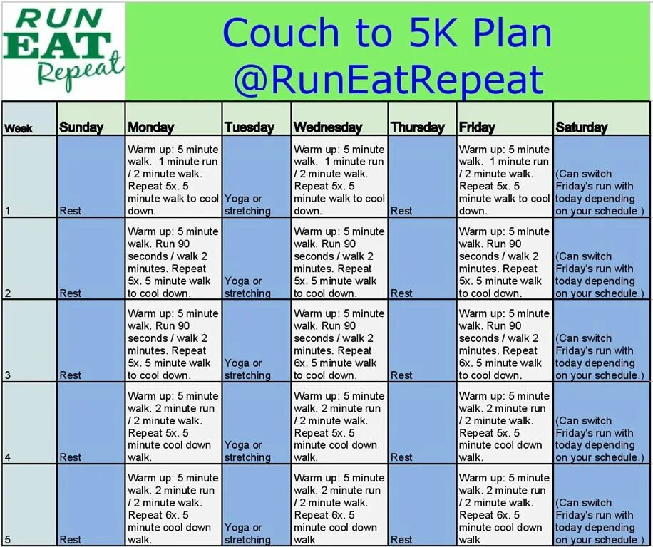 Running schedule. План беговых тренировок. couch to 5k. running 5 k plan. couch to 5k на русском.