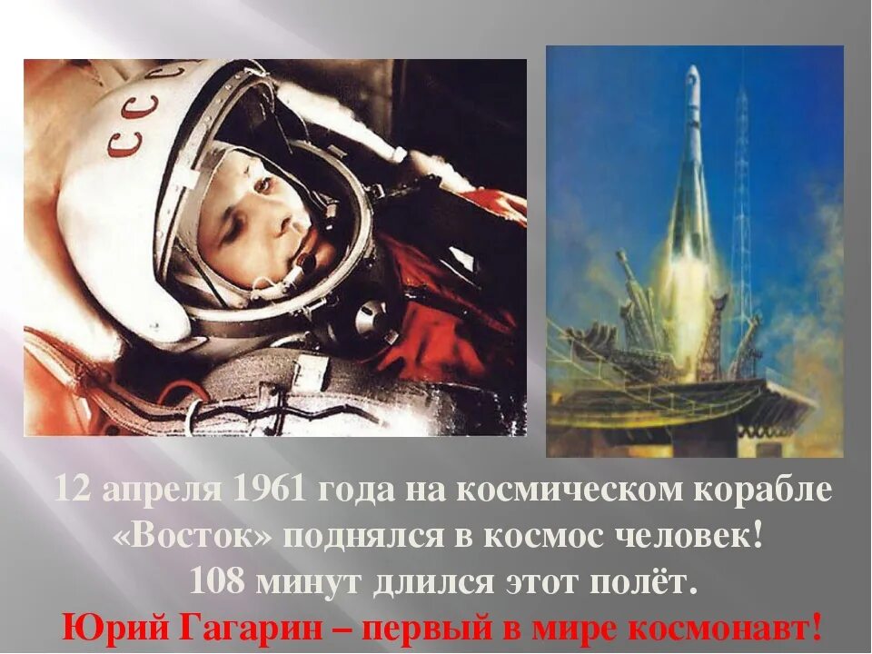 12 апреля первый полет человека в космос. Гагарин 12 апреля 1961. 12 Апреля 1961 года (полет ю.а. Гагарина.
