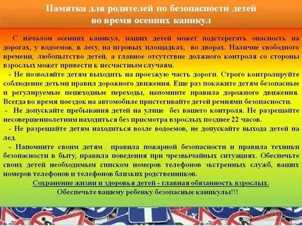 Правила поведения во время осенних каникул