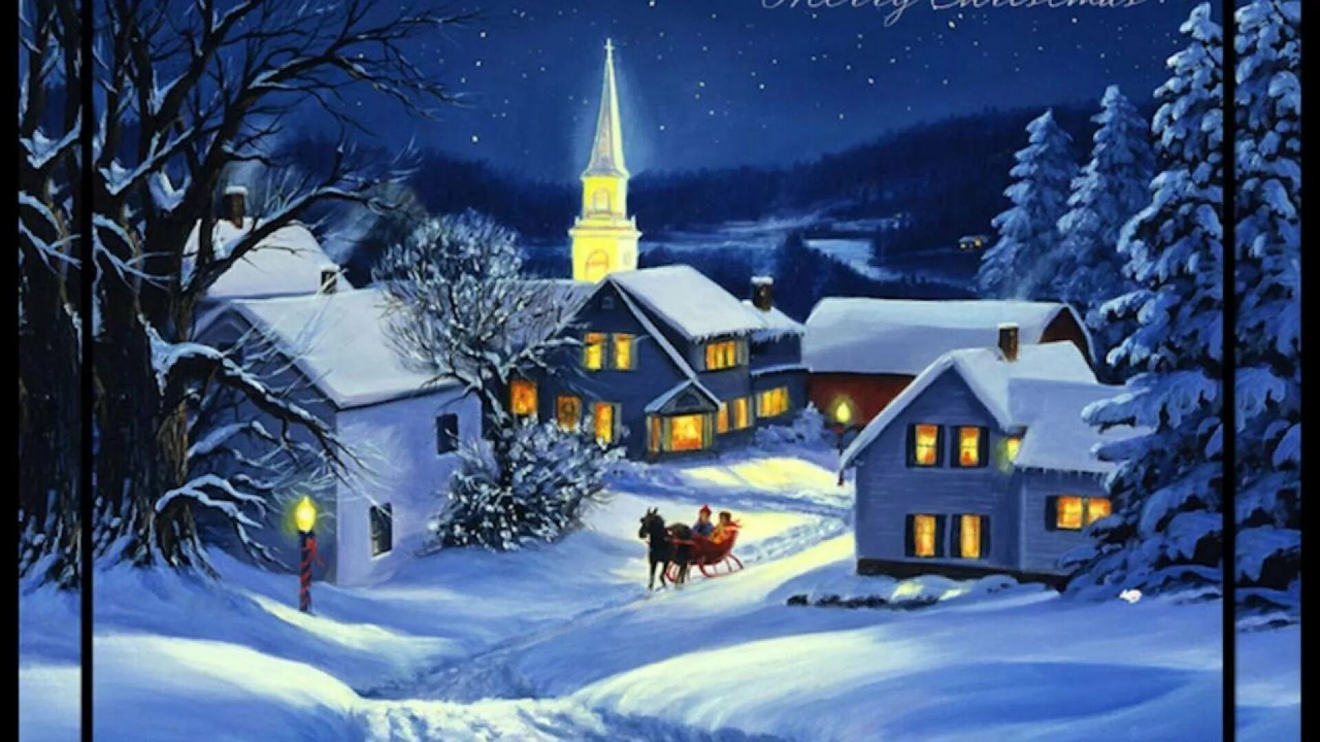 Ночь рождеством картинки. Новогодний пейзаж. Рождество в деревне. Новогодняя деревня. Рождественский пейзаж.