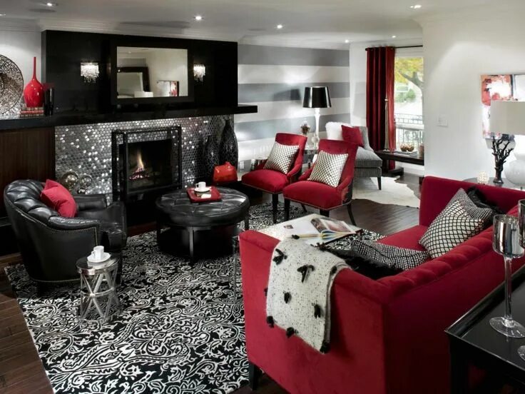 Warna Cat Ruang Tamu Yang Cantik Berwarna Merah Red living room walls, Interior 
