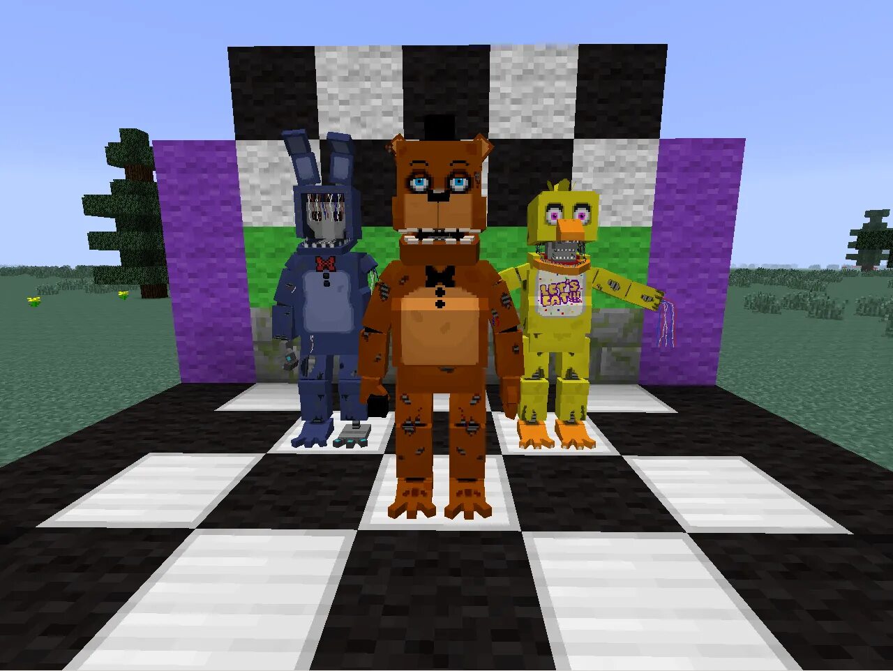 Аниматроникс Фредди майнкрафт. АНИМАТРОНИКИ FNAF 2 Minecraft. ФНАФ майнкрафт. Мод на FNAF. Мод на гаррис мод фнаф 4