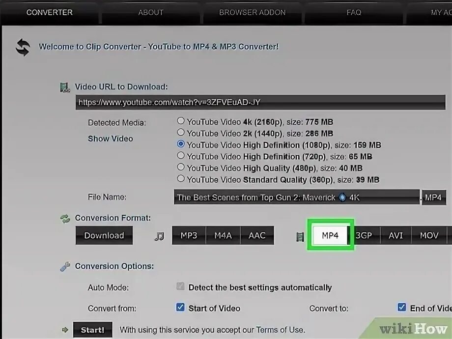 Convert youtube video to mp4