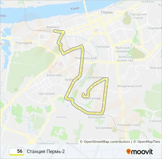 56 автобус пермь остановки