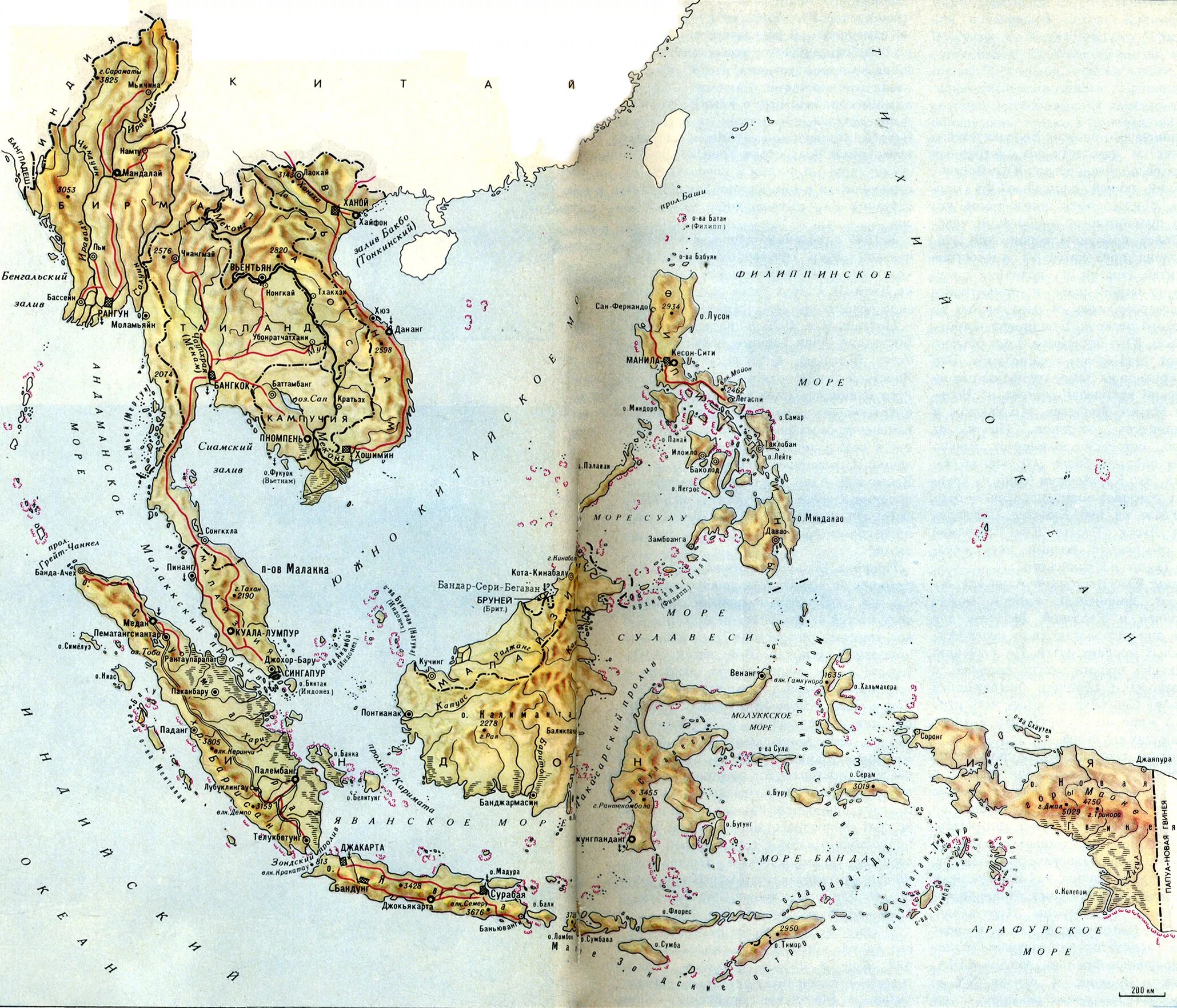 Юго восточная азия география. Географическая карта Юго Восточной Азии. ЮВА на карте Азии. Юго-Восточная Азия физико географическая карта.