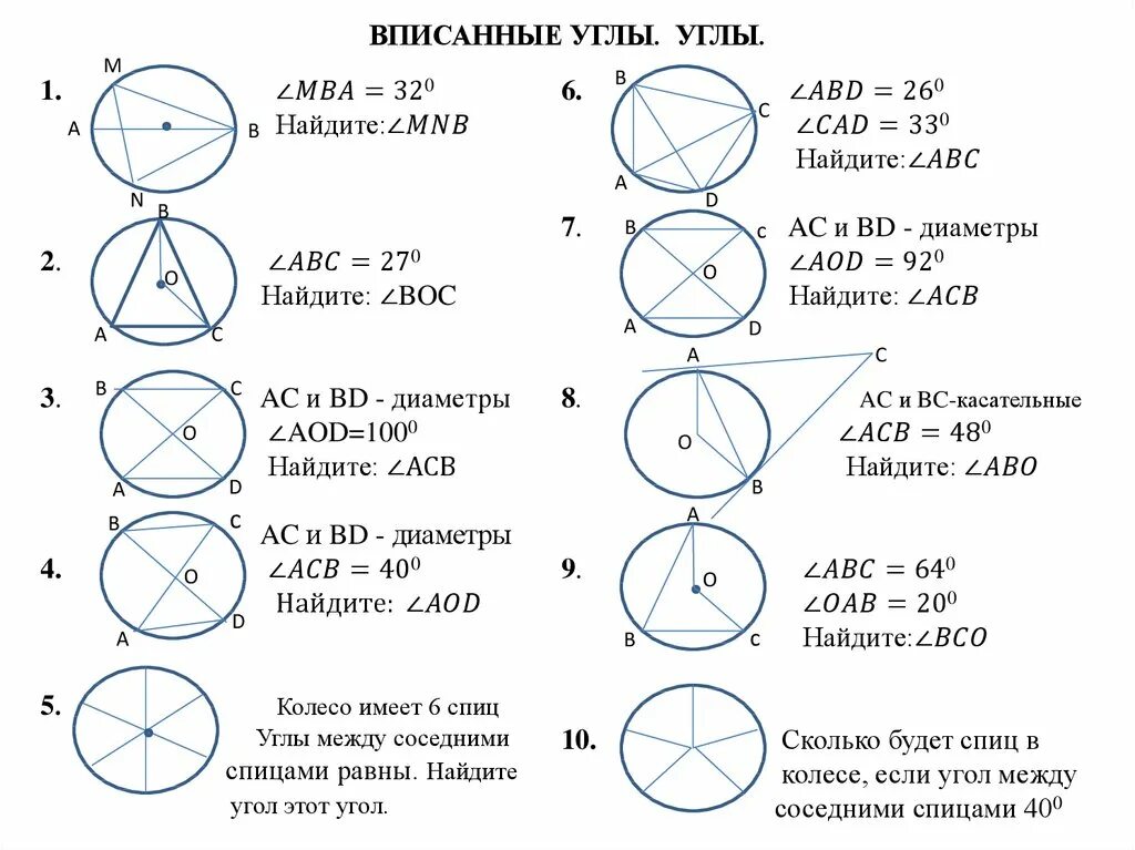 Центральные и вписанные углы вариант 3