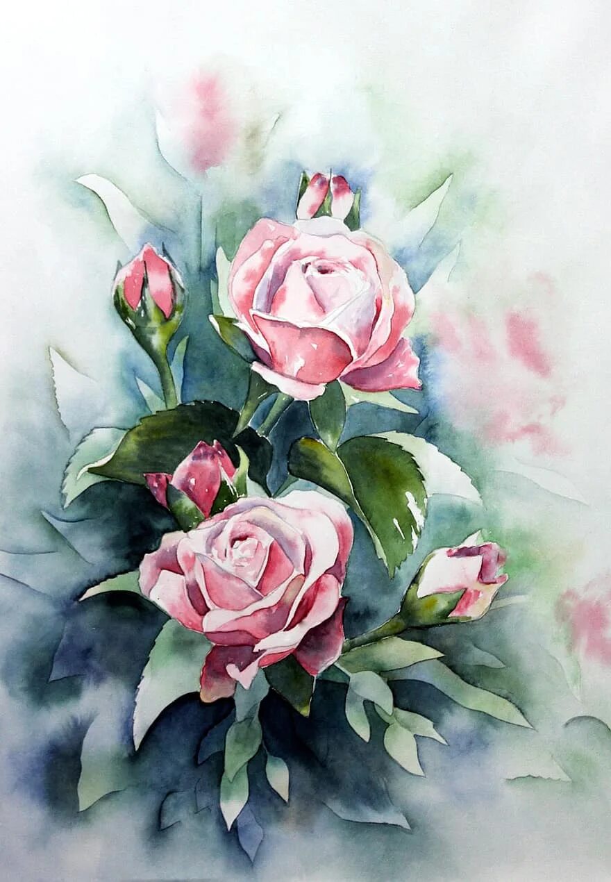 Акварельные розы. Акварельные цветы. Картина "розы". Цветы акварелью розы.
