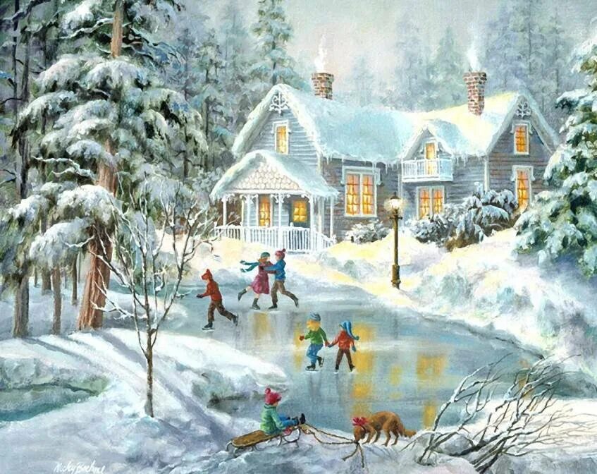Открытки на зимнюю тему. Художник Nicky Boehme. Ники Боэм художник Рождество. Ники Боэм Nicky Boehme. Ники Боэми картины.
