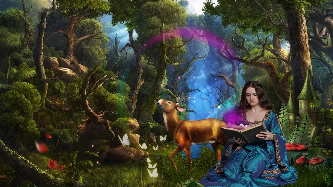 Волшебный лес. Попасть в сказку 4 полностью. Добрые сказки детства. Сказочные миры. Русские сказки обои на рабочий стол.