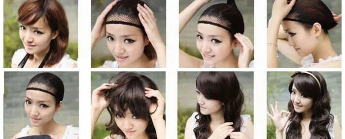 Прическа под парик. Голова для парика. Парик с сеточкой на лбу. Парик крючком на сетке. Надевает парик.