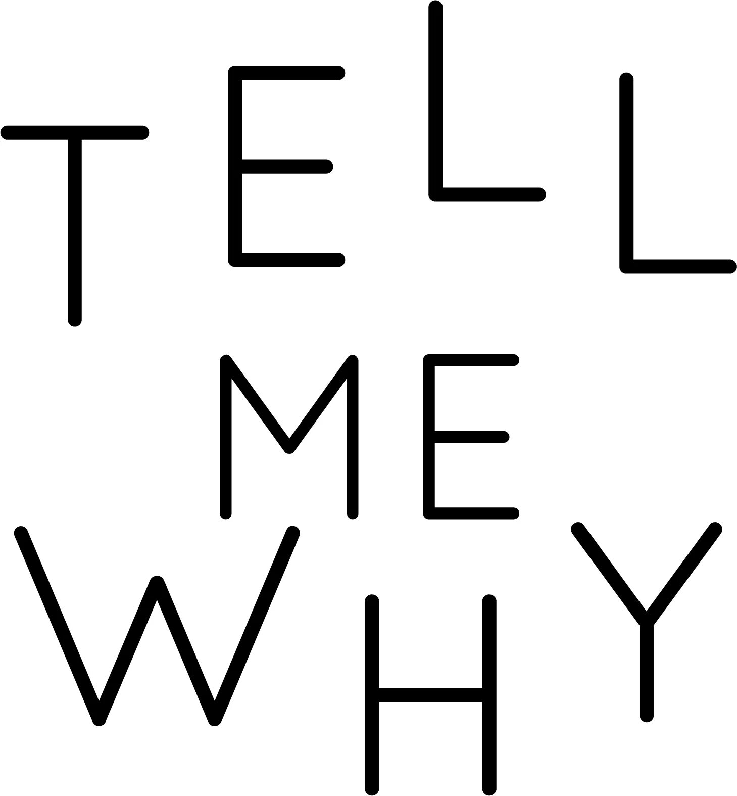 Tell me. Tell me why?. Why logo. Why why me.