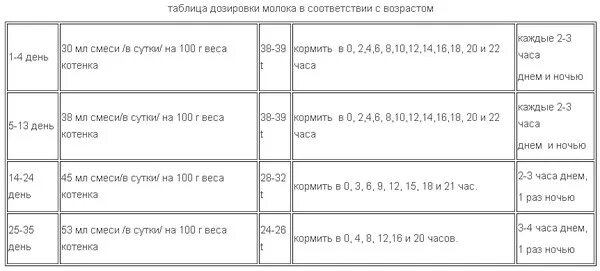 Кормить котенка детской смесью. Кормление котенка в 4 месяца таблица. Схема кормления новорожденного котенка. Кормление новорожденных котят таблица. Сколько кормить котенка в 2 недели.