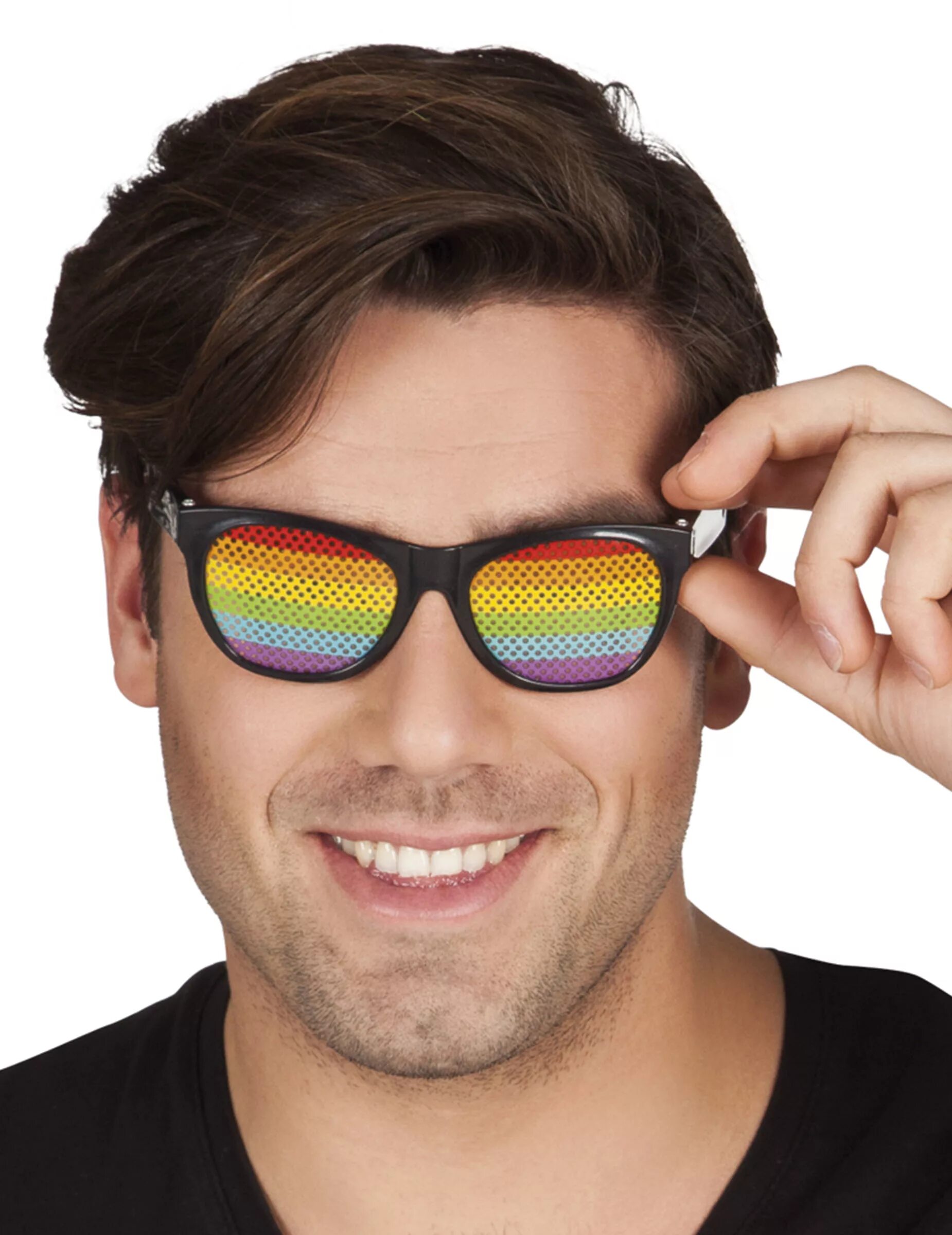 Разноцветные очки. Радужные очки. Человек с очками. Крутые солнцезащитные очки. Громадные очки
