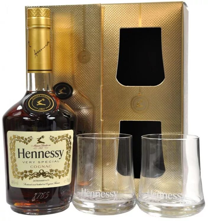 P 0. Hennessy cognac 0. P. S. 40% п/у + 2 бокала, франция, 0.