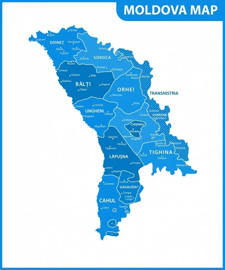 Республика Молдова на карте. Карта Республики Молдова с районами. Молдавия географическая карта. Административная карта Республики Молдова.