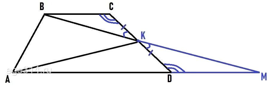 На боковой стороне сд. Точка к середина боковой стороны CD трапеции. Точка к середина боковой стороны CD трапеции ABCD. Точка середина боковой стороны трапеции. Точка к середина боковой стороны.
