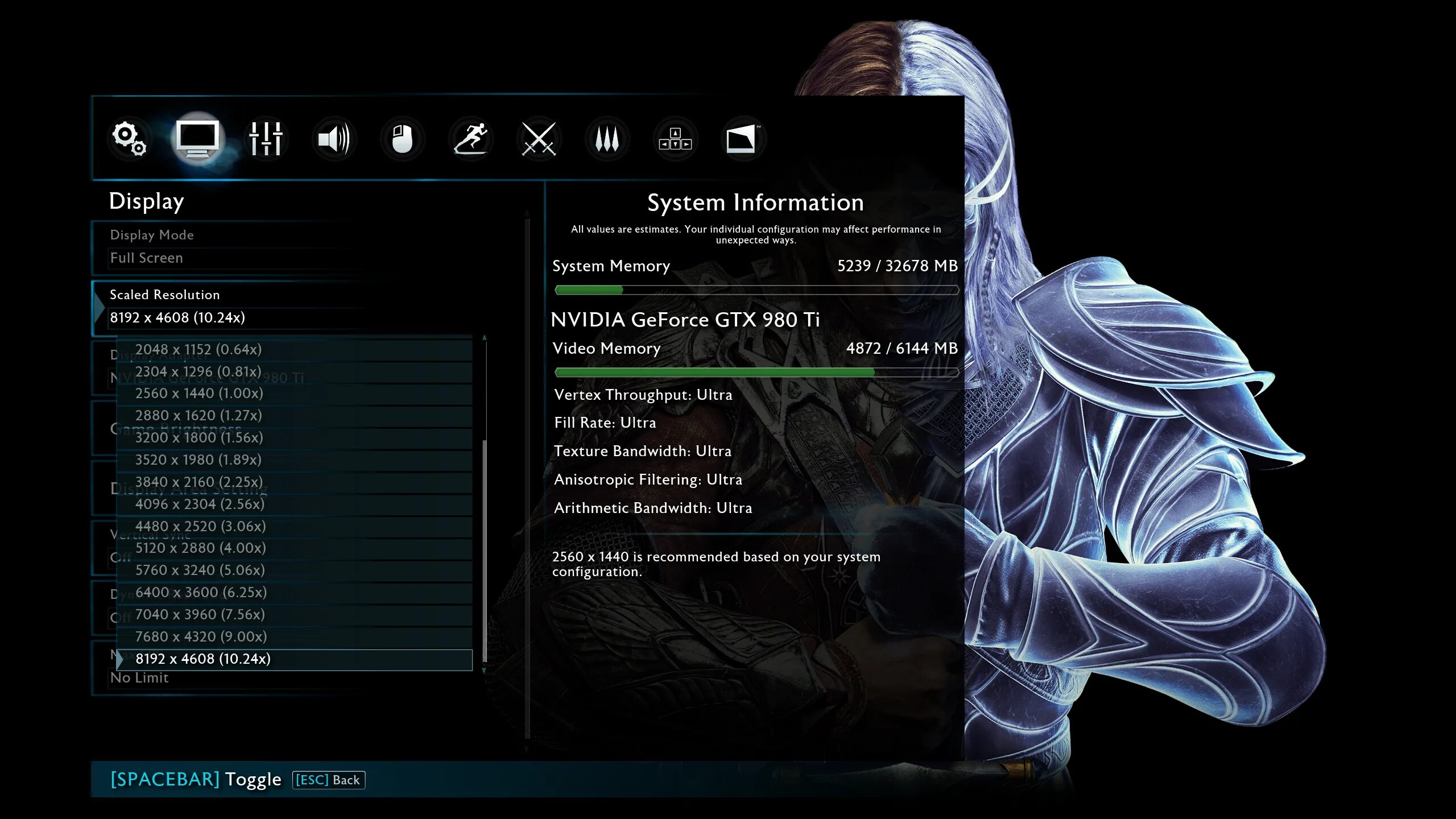 Shadow settings