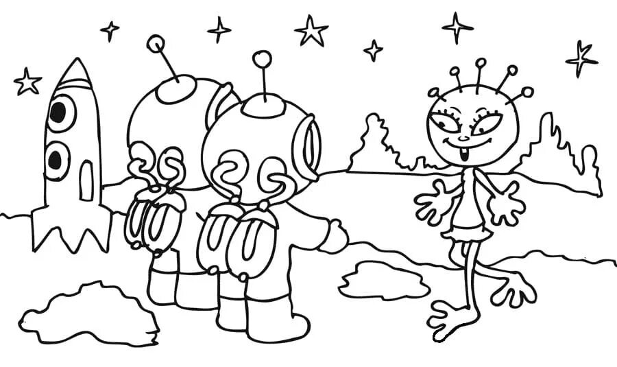 Инопланетяне ко дню космонавтики. Раскраски на тему космос. Раскраска. В космосе. Раскраска на тему космос для детей. Космические раскраски для детей.
