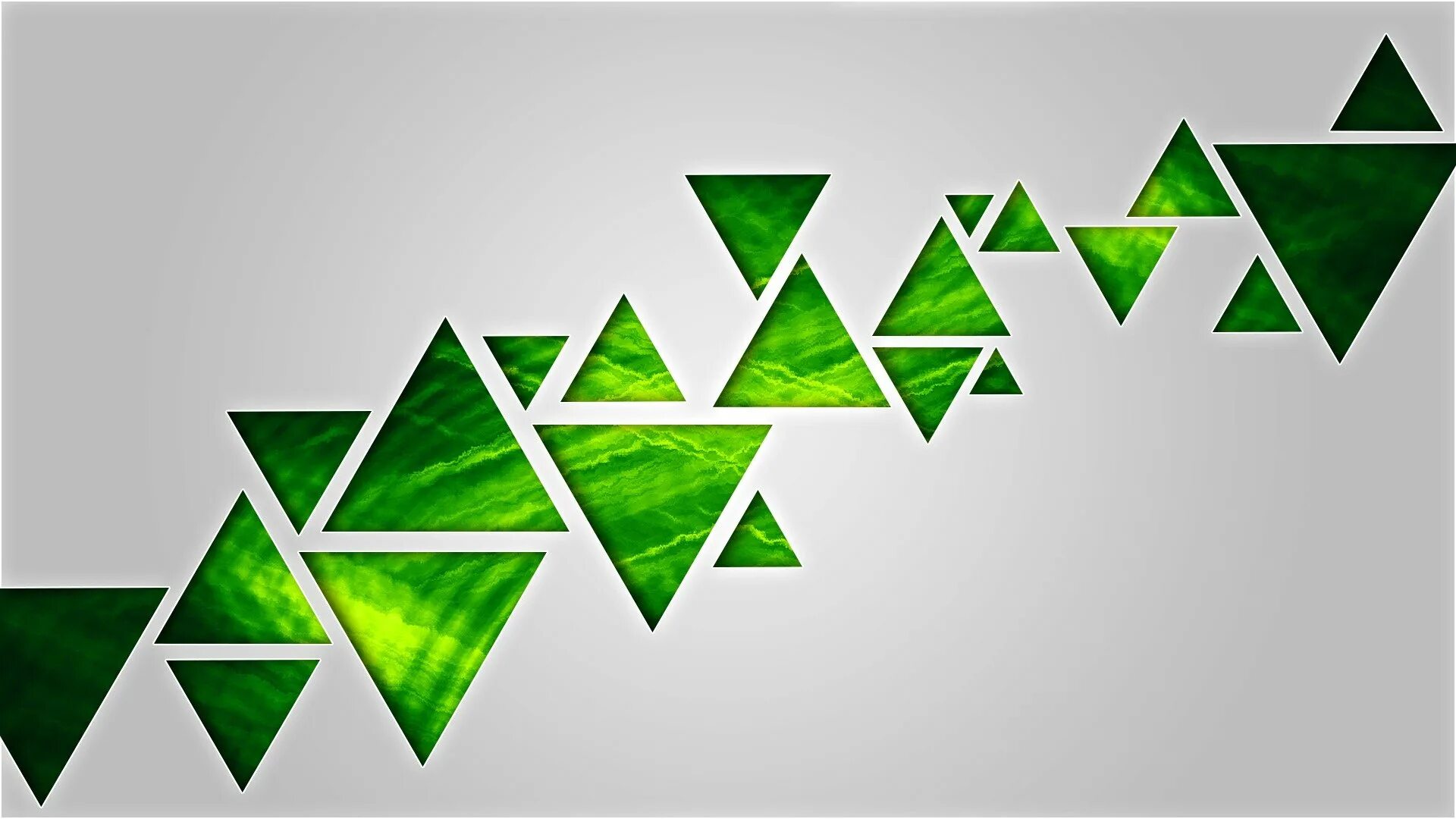 Три зеленых полосы. Абстрактные фигуры. Геометрическая абстракция. Графические фигуры. Фон из треугольников.
