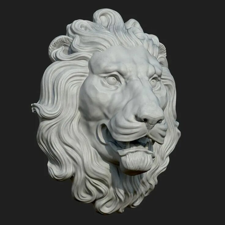 Фото головы льва в проекции 3d голова льва Скульптура, Рисунок животных, Рисунок