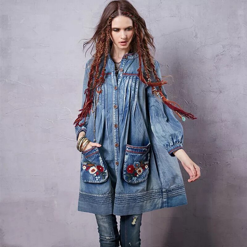 пальто артка бохо. джинсовое платье в стиле бохо. джинсовое платье бохо. джинсовое бохо. сарафан бохо боро.