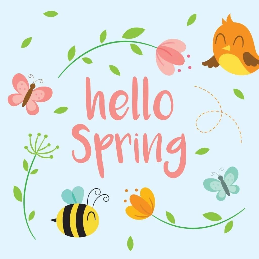 The first of march. Открытка hello Spring. Хэппи спринг. Постеры hello Spring.