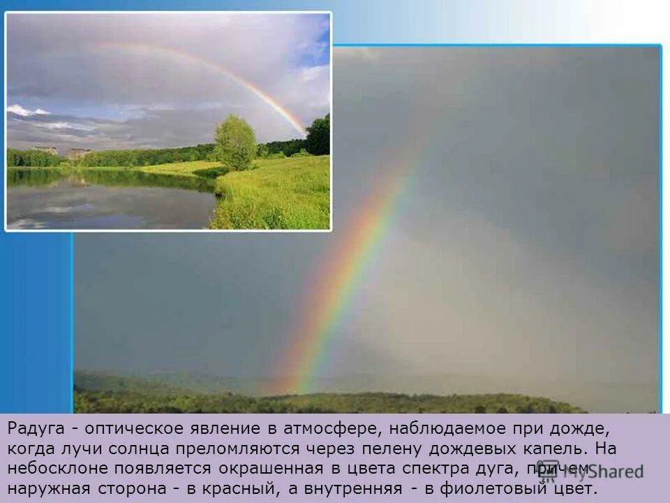 Оптические явления в атмосфере Радуга. Многообразие явлений в природе. Описание явления природы. Что такое разнообразие явлений природы. Тест явление природы