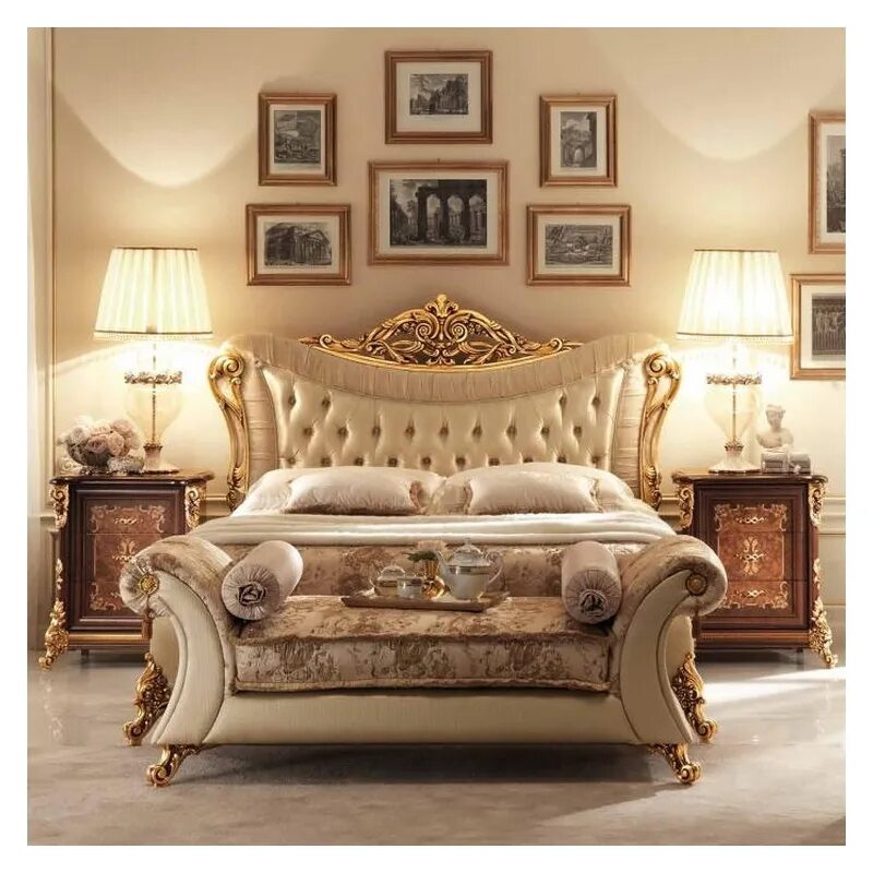 Купить Кровать King Bed белая 1051-567/568-R/569-R магазин американской мебели M