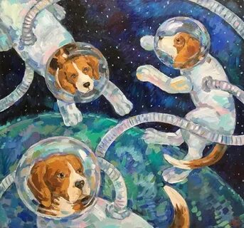 Белка и стрелка в космосе рисунки