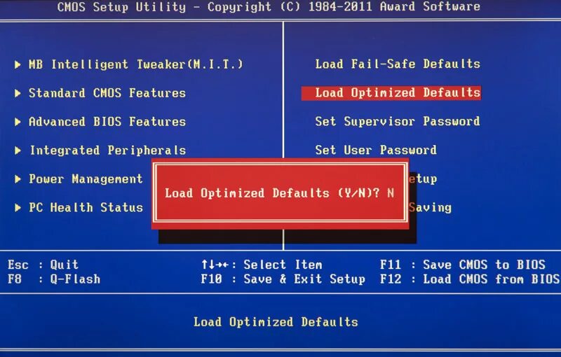 Load optimized defaults перевод