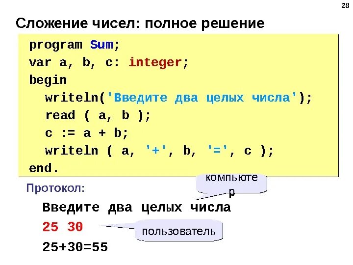 Выражения integer