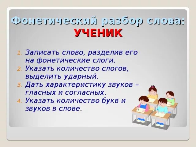 Какое слово к слову ученик. Разбор слова ученик. Ученик фонетический разбор. Фонетический разбор слова ученик 2 класс. Разобрать слово ученик.