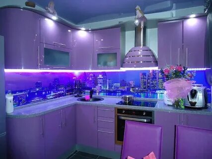 Дизайн кухни сиреневая