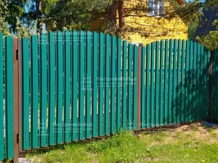 Забор штакетник металлический ворота и калитка