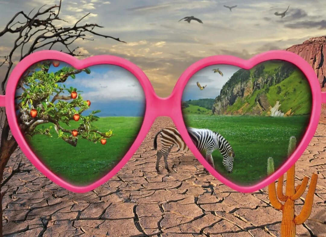 Розовые очки. Мир в розовых очках. Сквозь розовые очки. Мир через розовые очки. Посмотри сквозь призму вокруг себя особенно