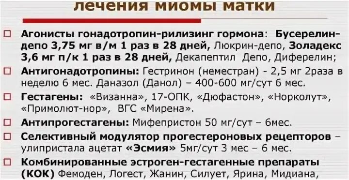 Таблетки после удаление матки