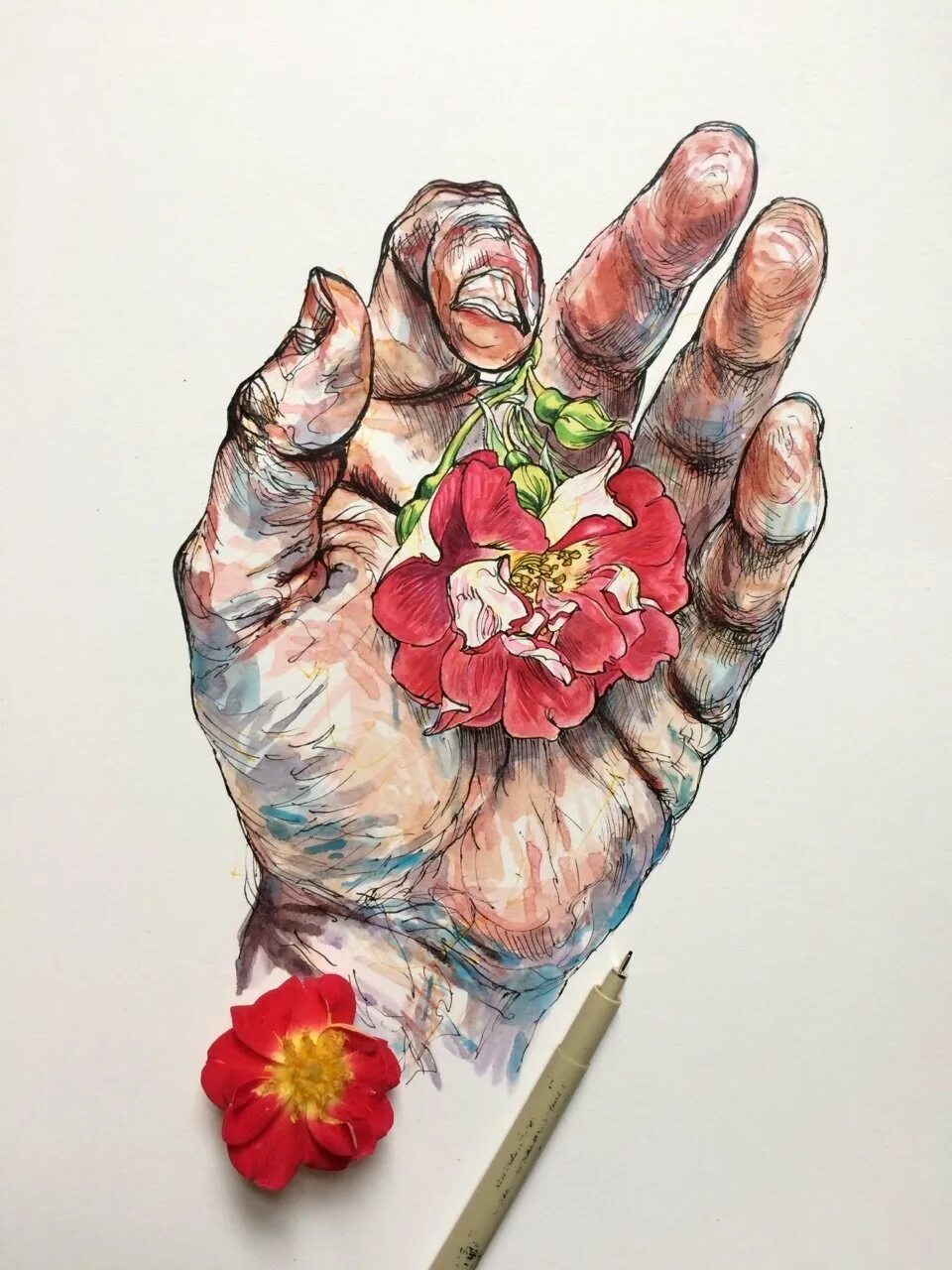 Красивые картины рук. Цветок в руке арт. Цветок в руке акварель. Картина цветы в руках. Руки акварелью красивые.